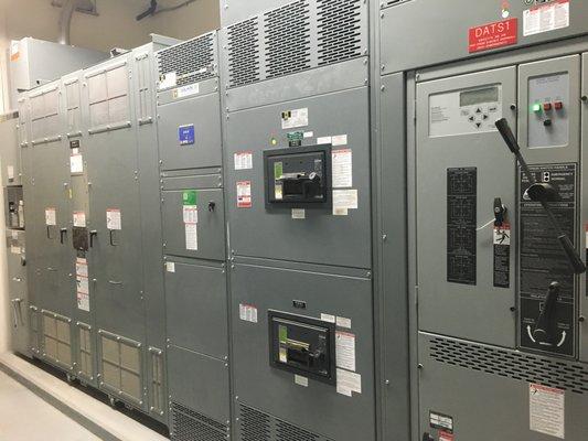 Custom line and match Square D indoor substation and ASCO automatic transfer switch for standby power.