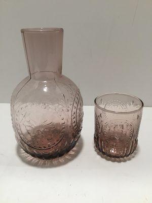 Two piece purple glass water pitcher