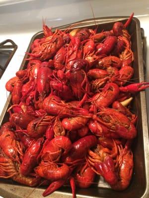 Crawfish with garlic cloves