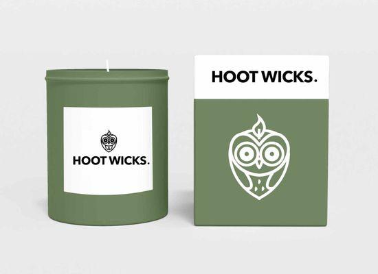 HootWicks Logo design for candle company