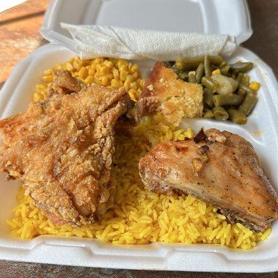 Baked/Fried Chicken, Corn, Green Beans