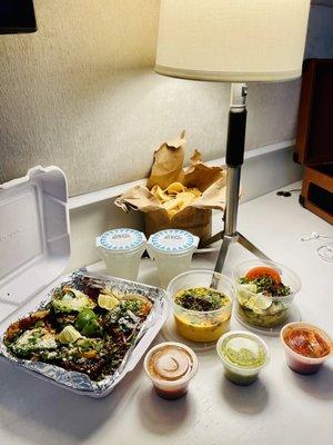 A delicious takeout fiesta., but make sure you have napkins on hand.