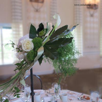 Bridal shower table décor - floral hat