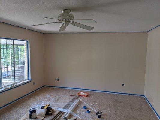 Master bedroom prepped and ready to paint.