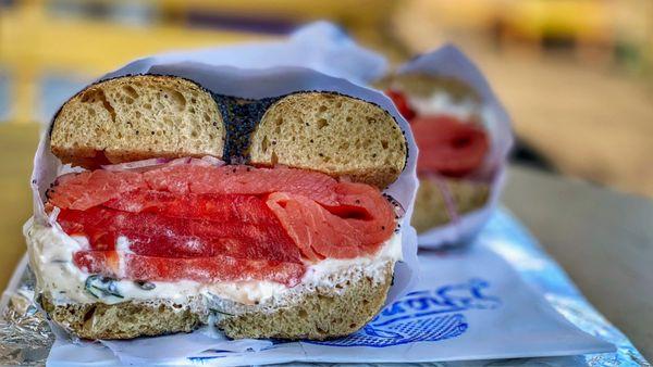 Poppyseed Bagel / Lox / Chive Spread