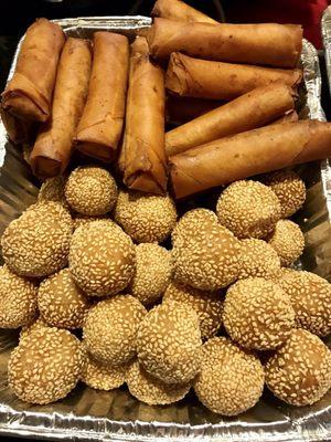 House Eggroll and Sesame Ball