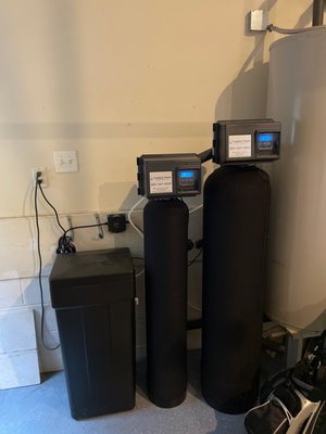 Filter, softener, and brine tank