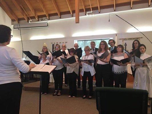 Choir sings at worship service