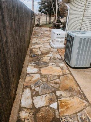 Flagstone patio install