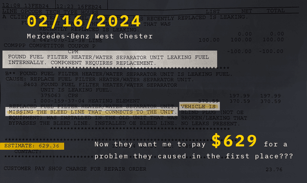 Wow... they want me to pay 629 for a problem they caused. Give me a break.