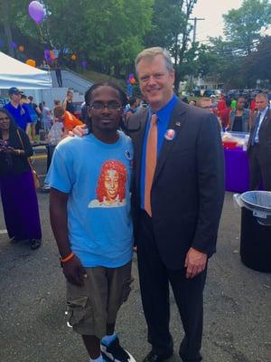 Charity event in the town of Allston with the governor of Massachusetts