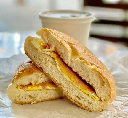 Ham, Egg & Cheese on a roll