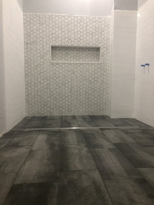 Bathroom shower lining drain handicap