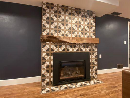 Custom fireplace and mantle