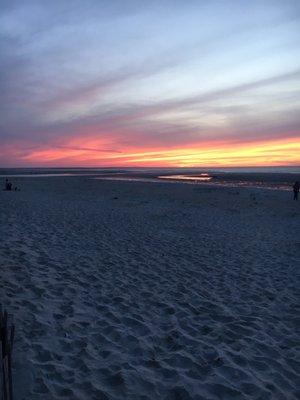 Nearby beach at sunset