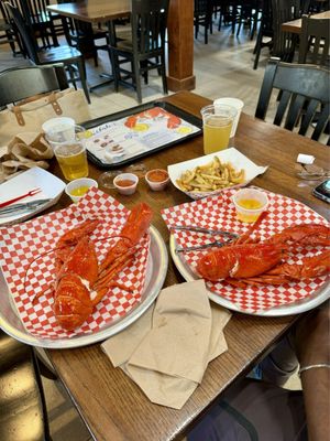 2 lobsters $50, includes fries.