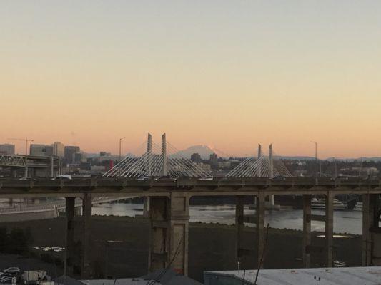 Morning sunrise from downtown area looking at Mt. St. Helens