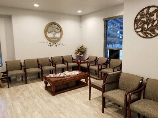 New, Clean, and Welcoming waiting room