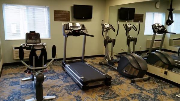 Treadmill, elliptical and stationary bicycle.