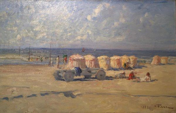 Beach at Trouville, France by Henri Farre