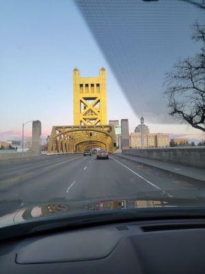 Driving through the Yellow Bridge into Sacramento from West Sac..