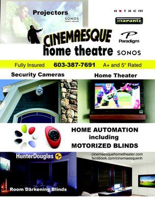 Home Automation, home theater, custom motorized blinds, and complete av in NH.