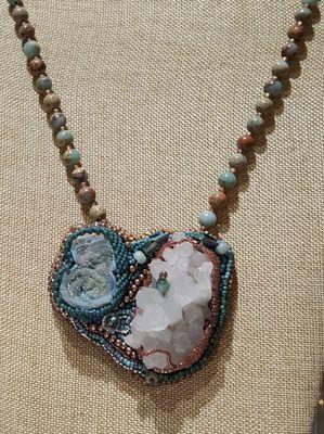 Quartz beaded Necklace with African Opal.