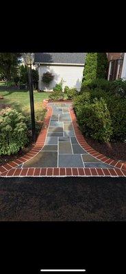 Side walk flag stone brick border