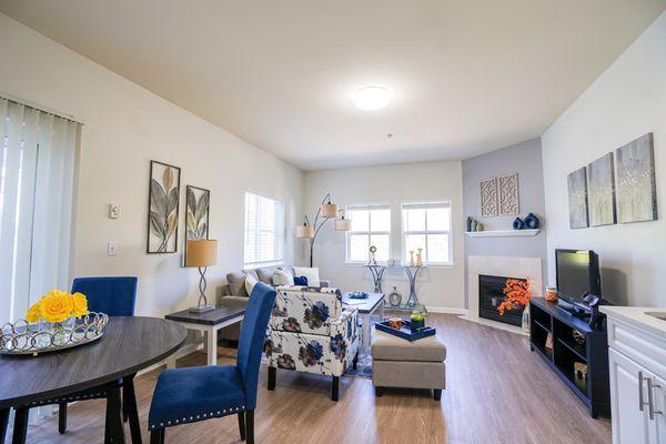 A view of the kitchen of one of our senior living apartments. Choose from a variety of floor plans that you can make your own.