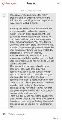 Jane Private Message