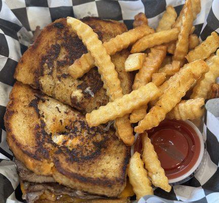 Grilled cheese roast beef and smoked pork grilled cheese sell out almost every time they're offered. Buttery grilled perfection!