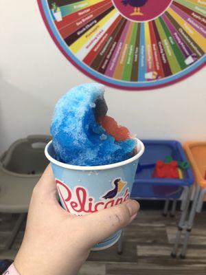 Snoball: Half sugar free blue raspberry and cotton candy