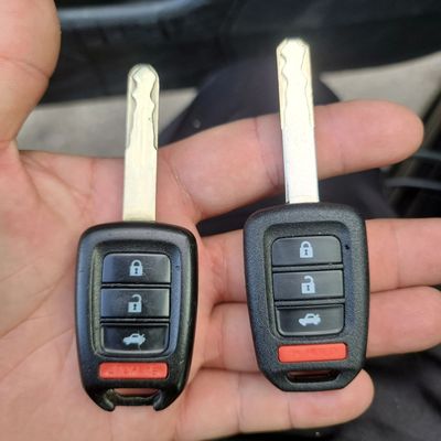 Gave us Rapid car keys #. Rapid car keys came to A Locksmith.they do alot more then home locks they can cut almost any key and program.