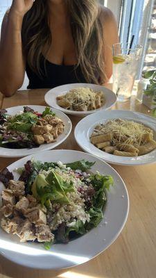 Mushroom Marsala Pasta and Mediterranean Salad with Chicken