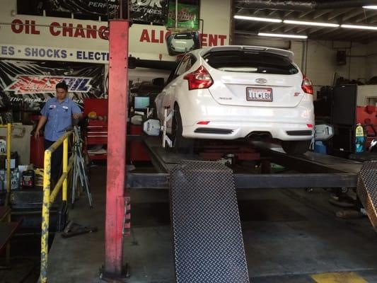 Getting my alignment and everything check before my Race Day.