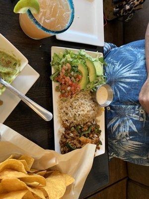 Grilled poblano dinner and margarita