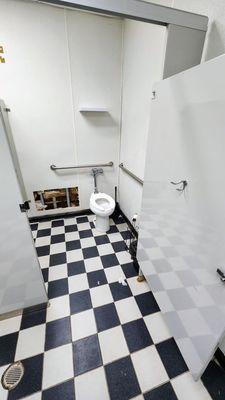 Women's restroom, accessible stall. March 2024.