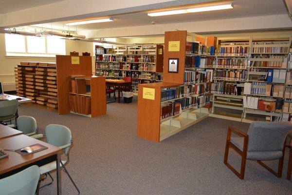 One view of our extensive genealogy library, which contains over 10,000