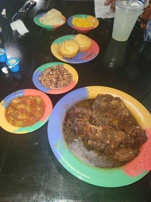 Oxtails, black-eyed peas, okra & tomatoes,  cornbread!