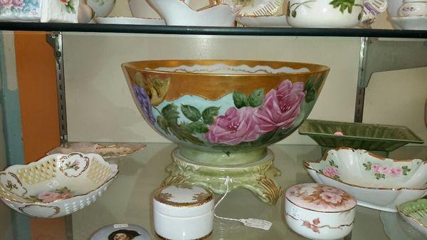 Hand painted porcelains by local artist Jean Payne