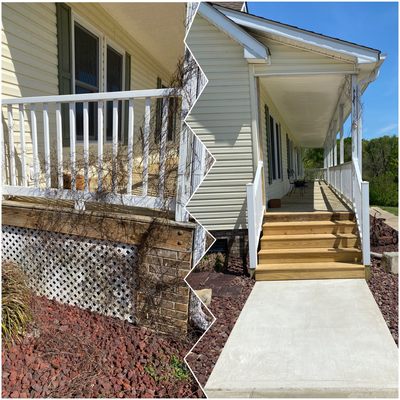 New side steps and sidewalk added to house for ease of access!