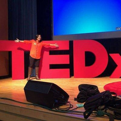 Hufsa at her first TEDx talk.