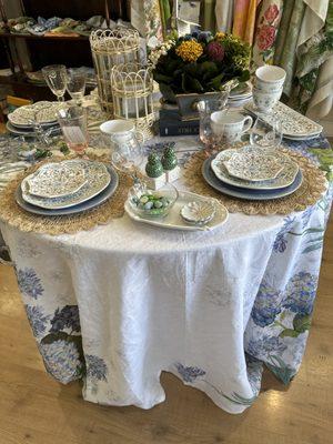 French table linens, Juliska dishes