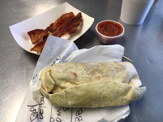 Tasty and spicy breakfast burrito