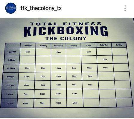 Weekly Schedule (as of January 2019).