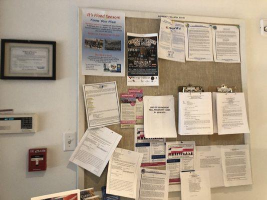 Monday, June 3, 2019: bulletin board in City Hall at south entrance on E. Musser St.