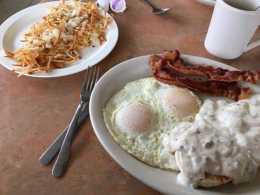 Biscuits & Gravy special with a side of hashbrowns