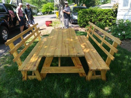 3 pc picnic tables benches with backs