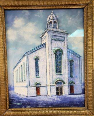 Oil painting of First Baptist Church