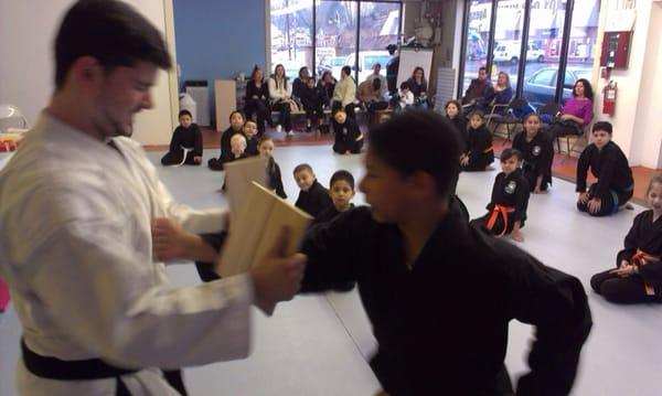 Breaking boards for yellow belt!